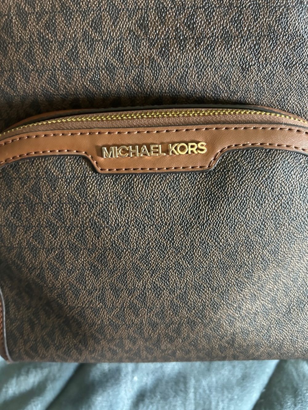 Michael Kors Brown Logo & Tan Trim Women's Backpack - Picture 2 of 8